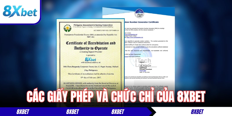 Khám phá các giấy phép và chức chỉ của 8xbet